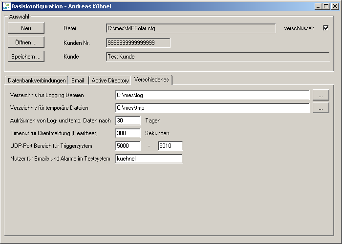 Screenshot Systemkonfiguration